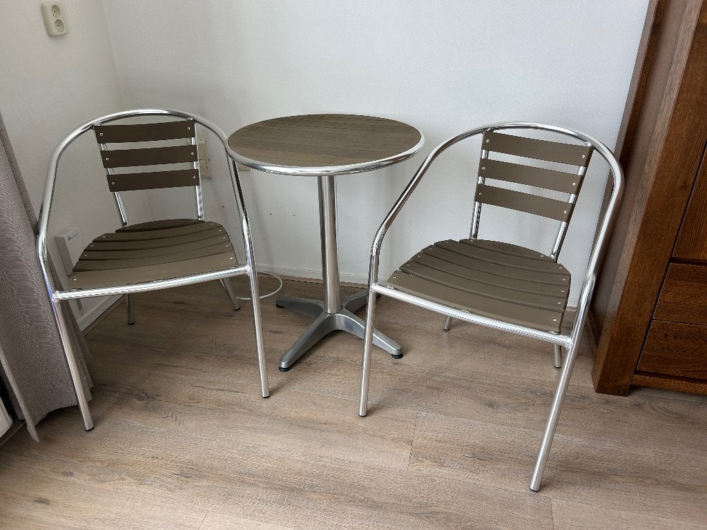 Outdoor aluminum bistroset 3 delig, Tuin en Terras, Ophalen, Zo goed als nieuw, Aluminium, 2 zitplaatsen