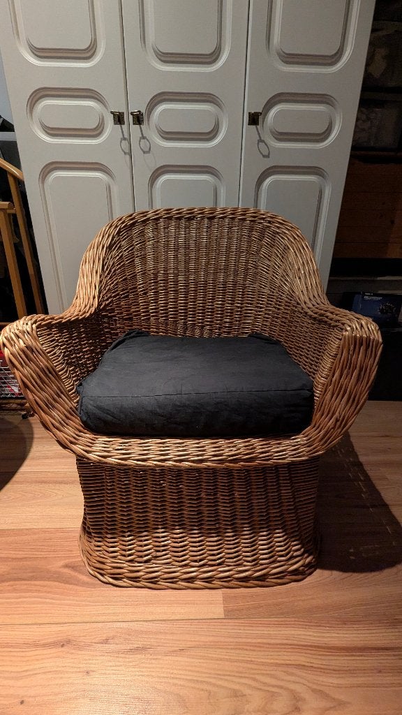 Vintage rieten stoel, Huis en Inrichting, Stoelen, Ophalen, Gebruikt, Bruin, Vintage