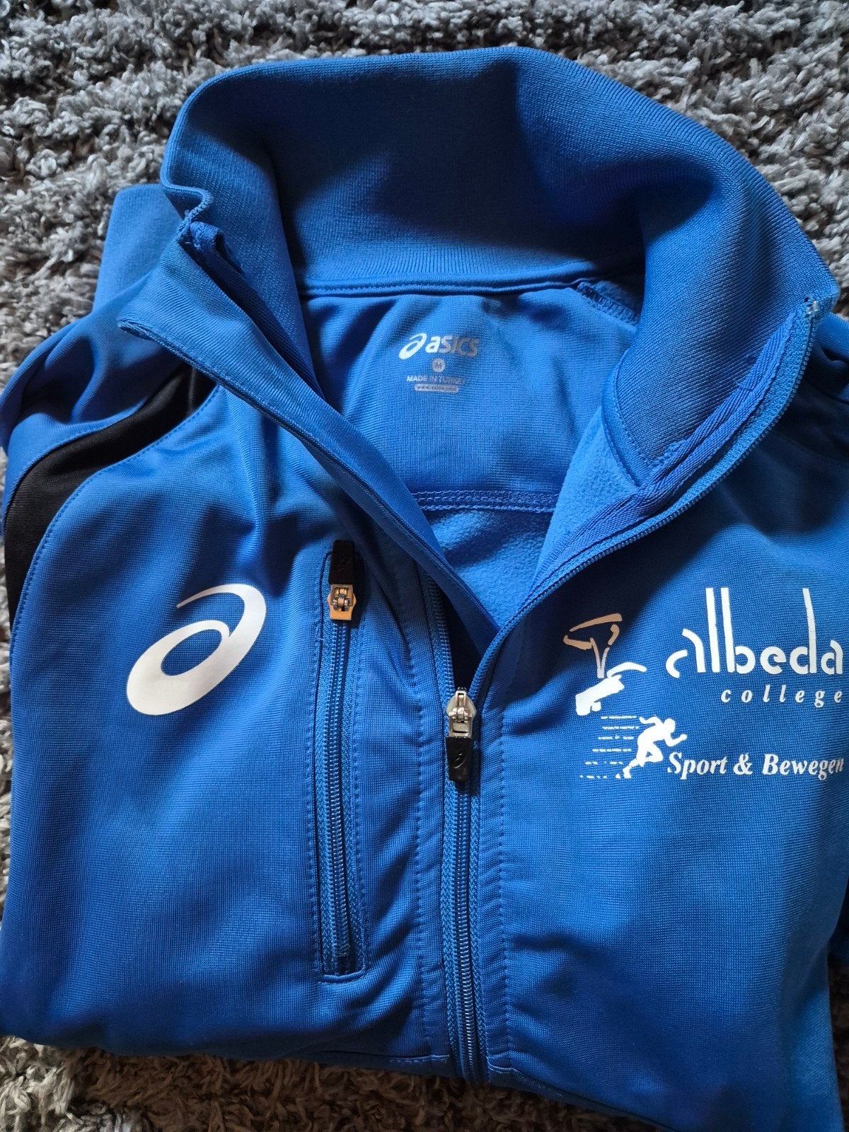 Asics sportshirt en trainingsjack - Albeda College, Maat 38/40 (M), Blauw, Overige typen, Ophalen of Verzenden