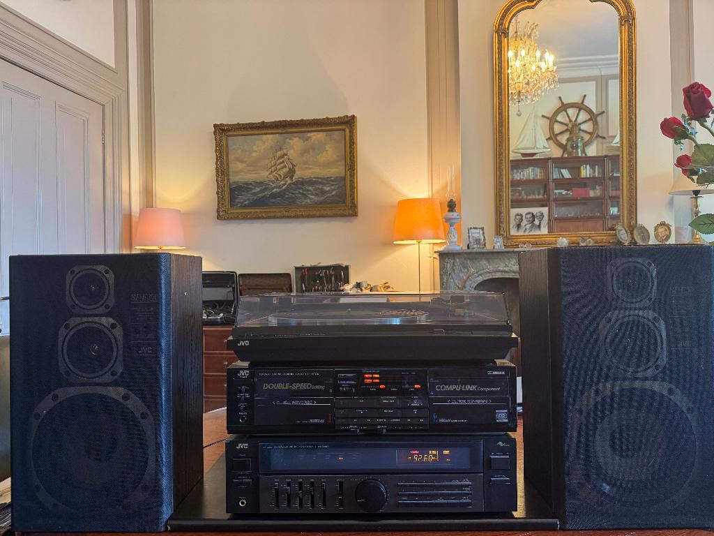 JVC Stereo Set Platenspeler Tuner Versterker Cassette ’80 90, Ophalen, Gebruikt, Tuner of Radio, JVC