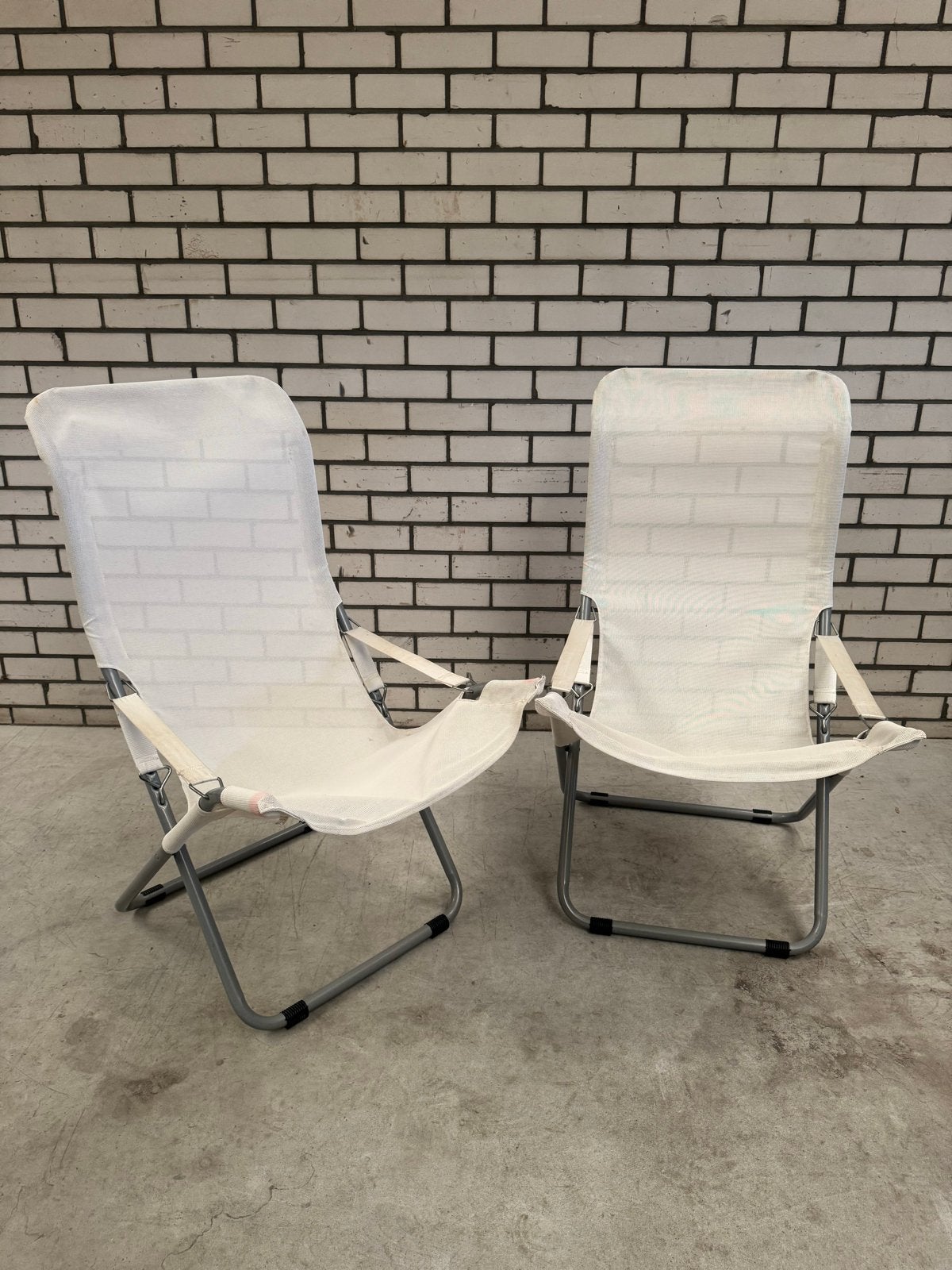 2 inklapbare Campingstoelen / Visstoelen - Wit, Ophalen, Gebruikt, Campingstoel
