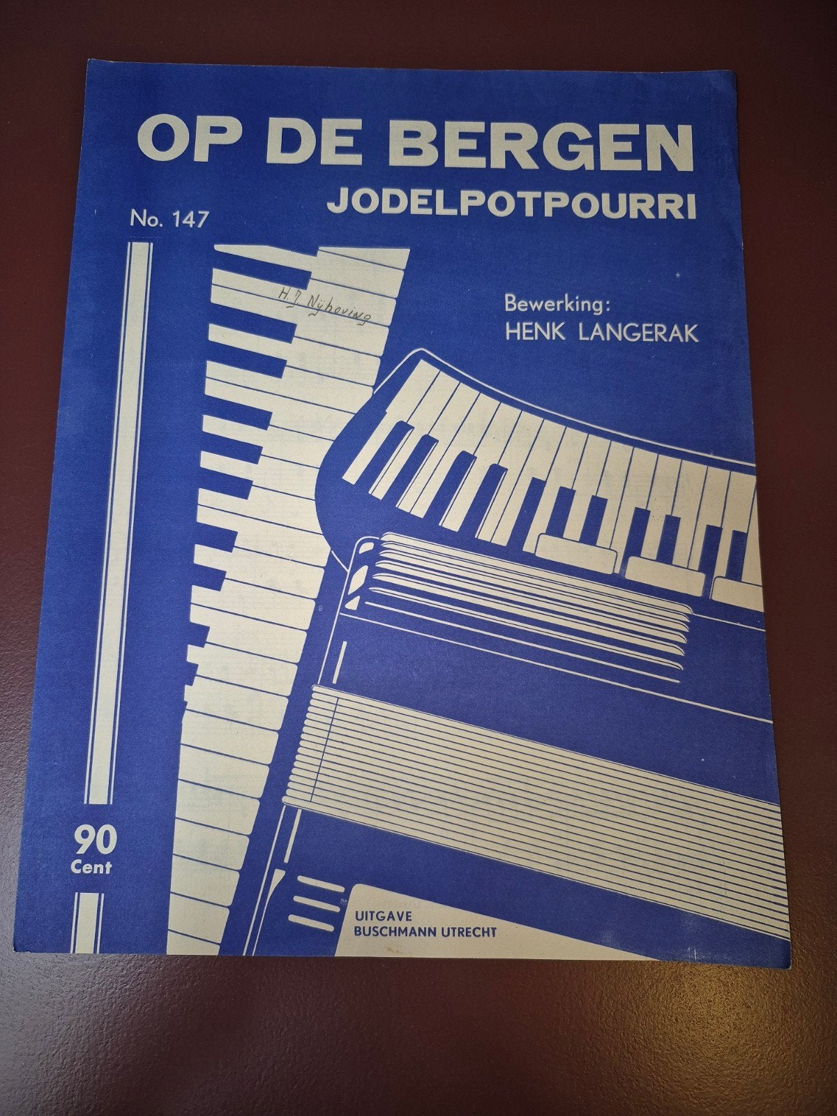 Op de Bergen Jodelpotpourri - Henk Langerak bladmuziek, Gebruikt, Wereldmuziek, Accordeon, Ophalen of Verzenden
