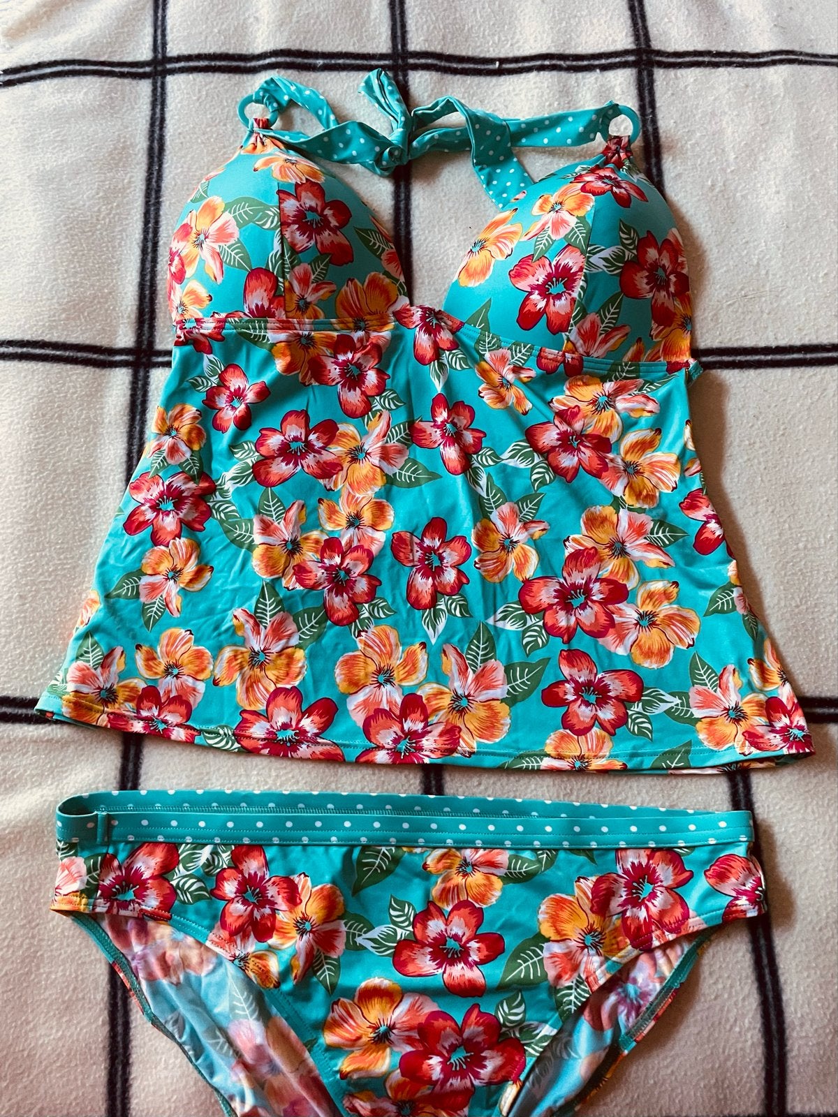 Esprit Tankini met bloemenprint en stippen, maat 44, Kleding | Dames, Badmode en Zwemkleding, Ophalen of Verzenden, Zo goed als nieuw