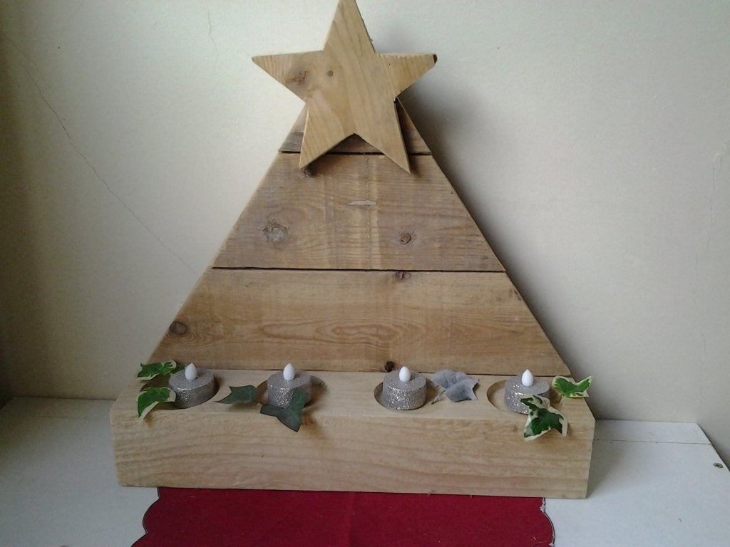Advent theelichthouder in naturel hout, Ophalen of Verzenden, Nieuw