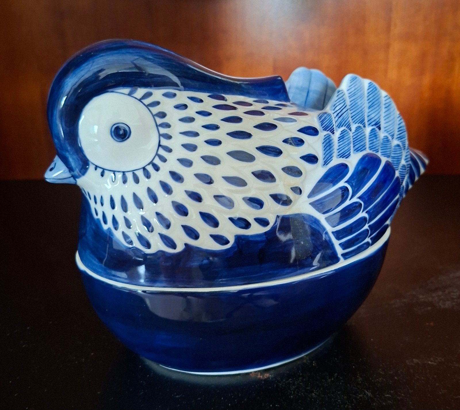 Delfts Blauw Mandarijneend Bonbonnière/Snoepdoos, Ophalen