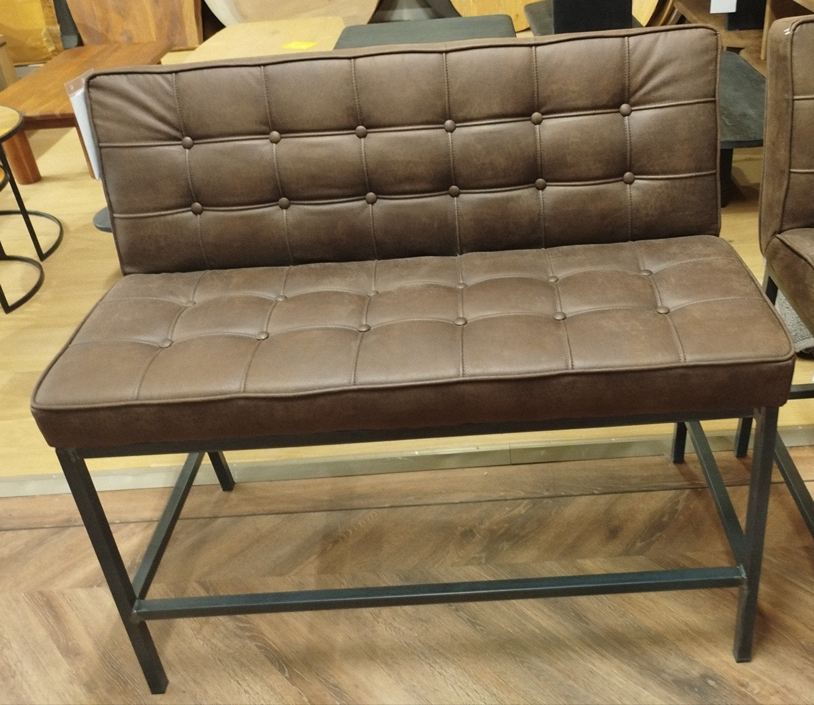 Bartafelbank Vasco 110cm - Bruin Kunstleer, Huis en Inrichting, Stoelen, Ophalen, Twee, Bruin, Nieuw