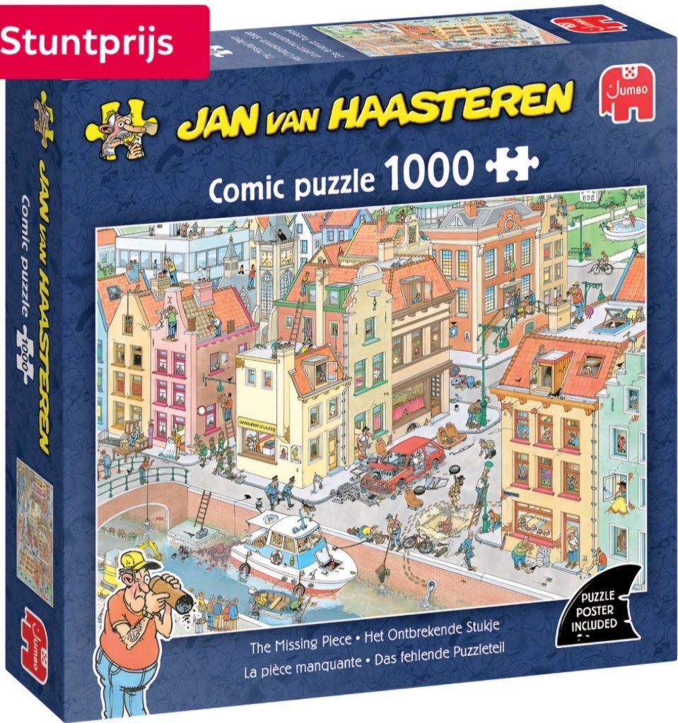 Jan van Haasteren legpuzzel 1000 Het Ontbrekende Stukje, Ophalen, 500 t/m 1500 stukjes, Zo goed als nieuw, Legpuzzel