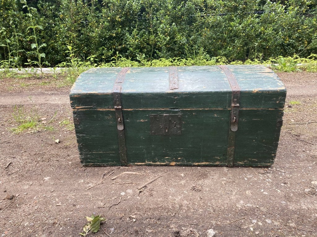 Mooie groene kist met gebruikssporen, Gebruikt, 100 tot 150 cm, Ophalen of Verzenden, Minder dan 50 cm