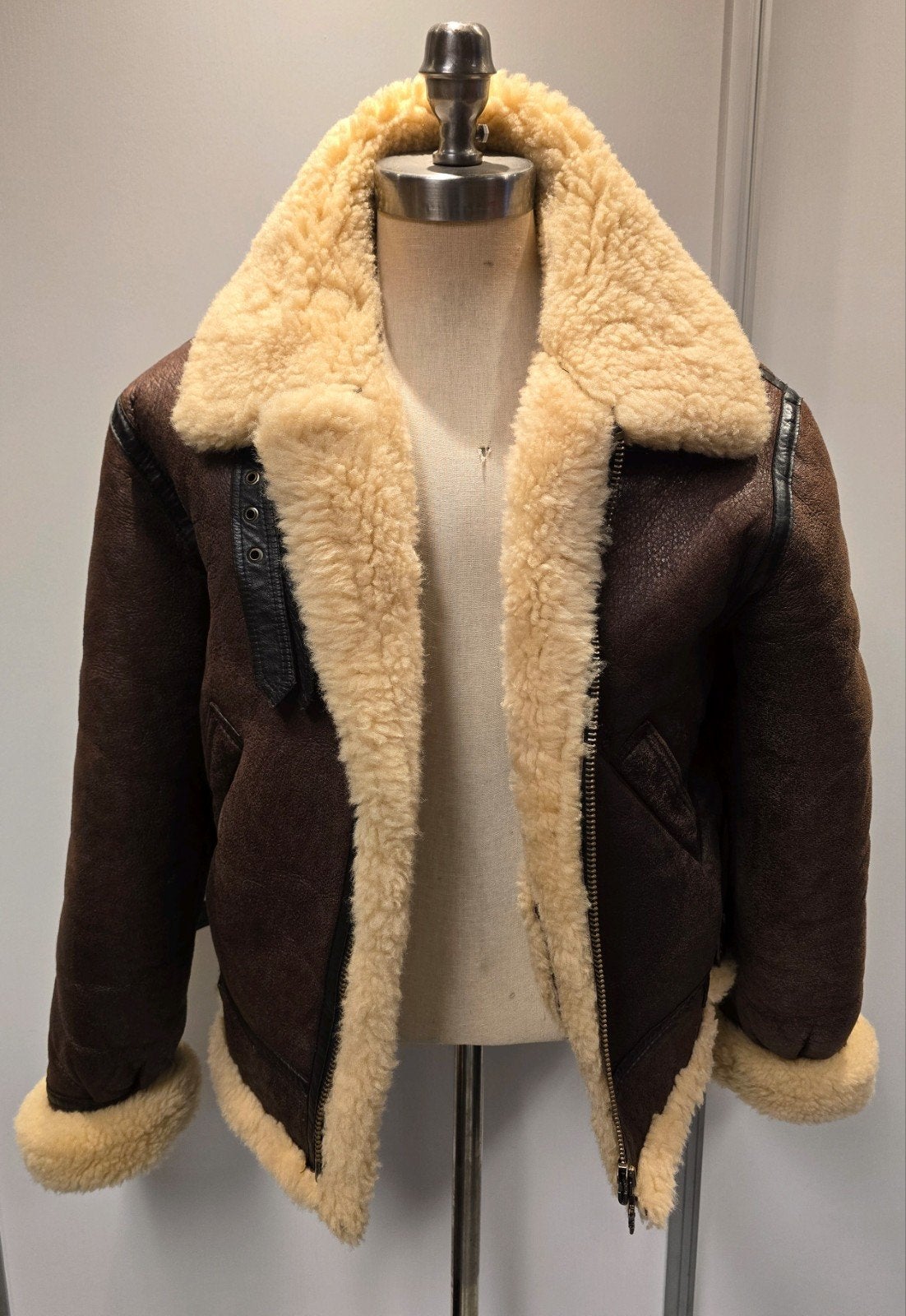Lammy coat pilotenjas Harley Davidson - maat L - lamsleer, Maat 52/54 (L), Bruin, Ophalen of Verzenden, Zo goed als nieuw