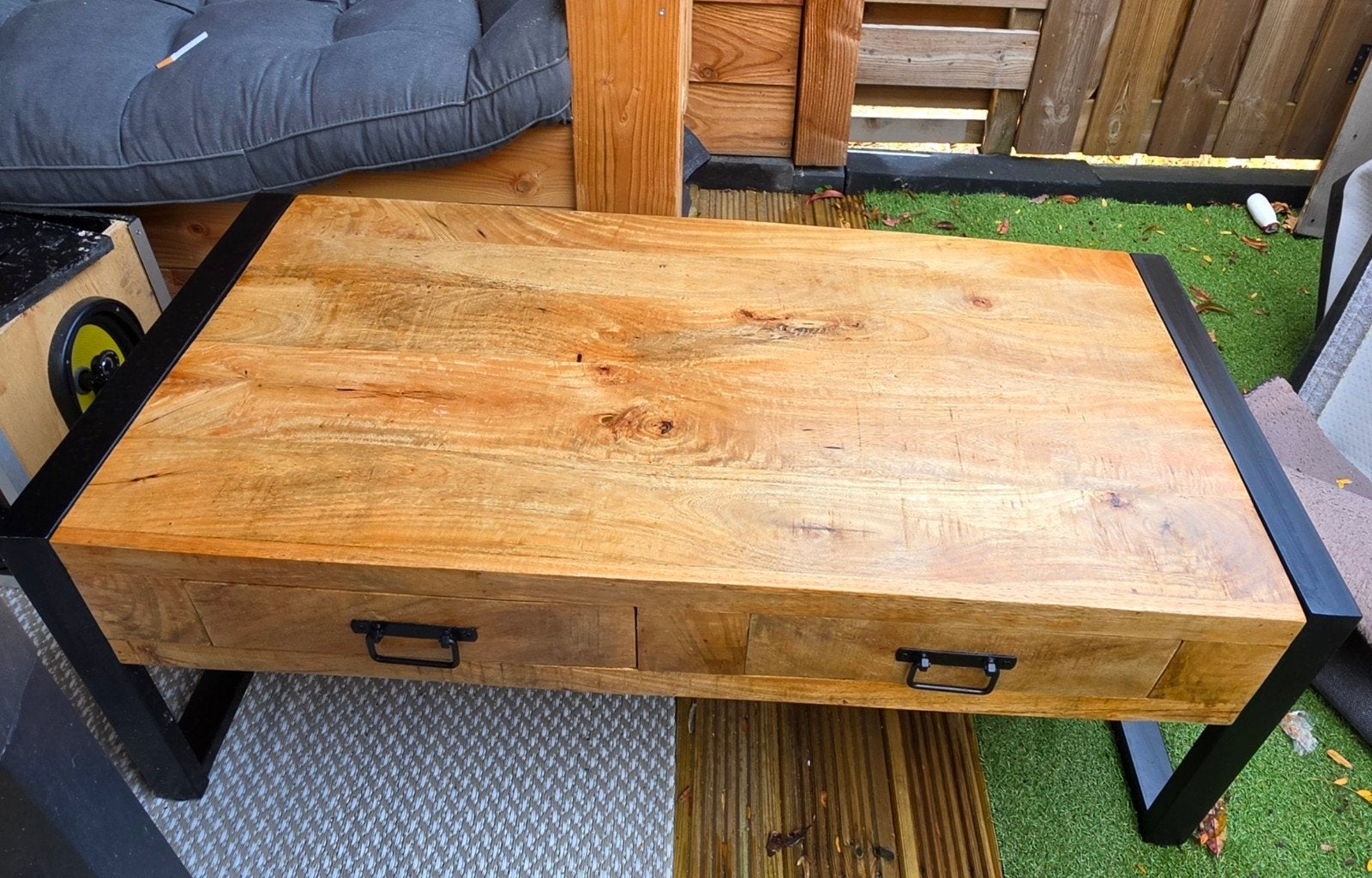Mangohouten salontafel (opknapper) 120x60 cm, Ophalen, Gebruikt, 100 tot 150 cm, 50 tot 100 cm