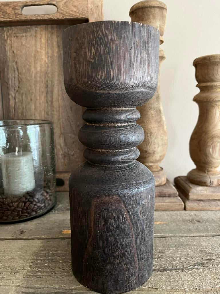 Houten kandelaar, Ophalen, Zo goed als nieuw, Hout, Minder dan 25 cm