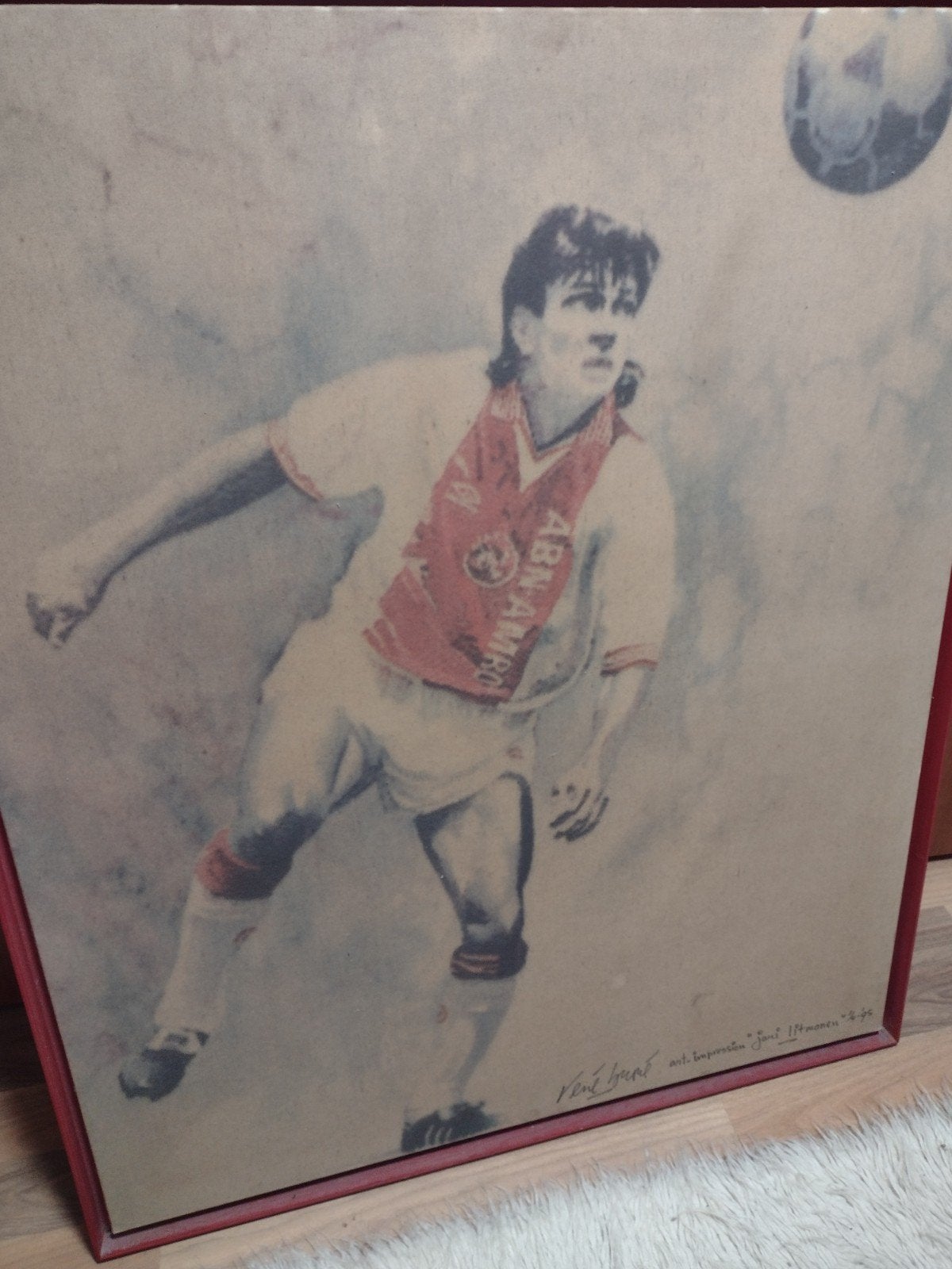 orgineel doek Jari litmane Ajax, Antiek en Kunst, Ophalen, Schilderij, Handgemaakt