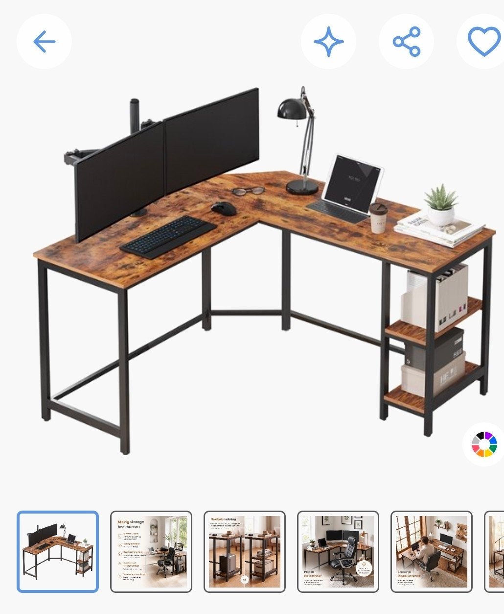 ACAZA Bureau -  gratis Zonder schroeven!, Ophalen, 138 cm, Hoekbureau, Bruin