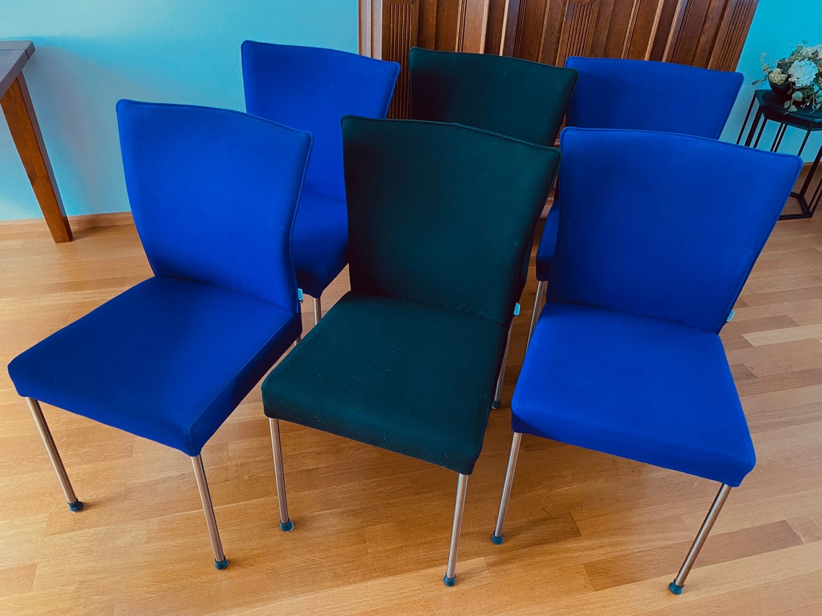 6 eetkamerstoelen paars en zwart merk Topform, Huis en Inrichting, Stoelen, Ophalen, Overige kleuren, Zo goed als nieuw, Vijf, Zes of meer stoelen