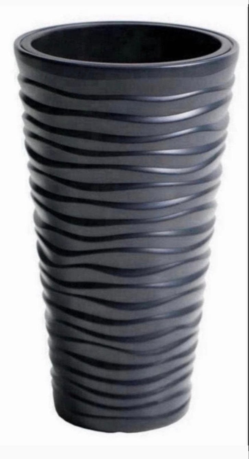 Antraciet bloempotten 75x39cm met binnenpot, Kunststof, Rond, Binnen, Zo goed als nieuw