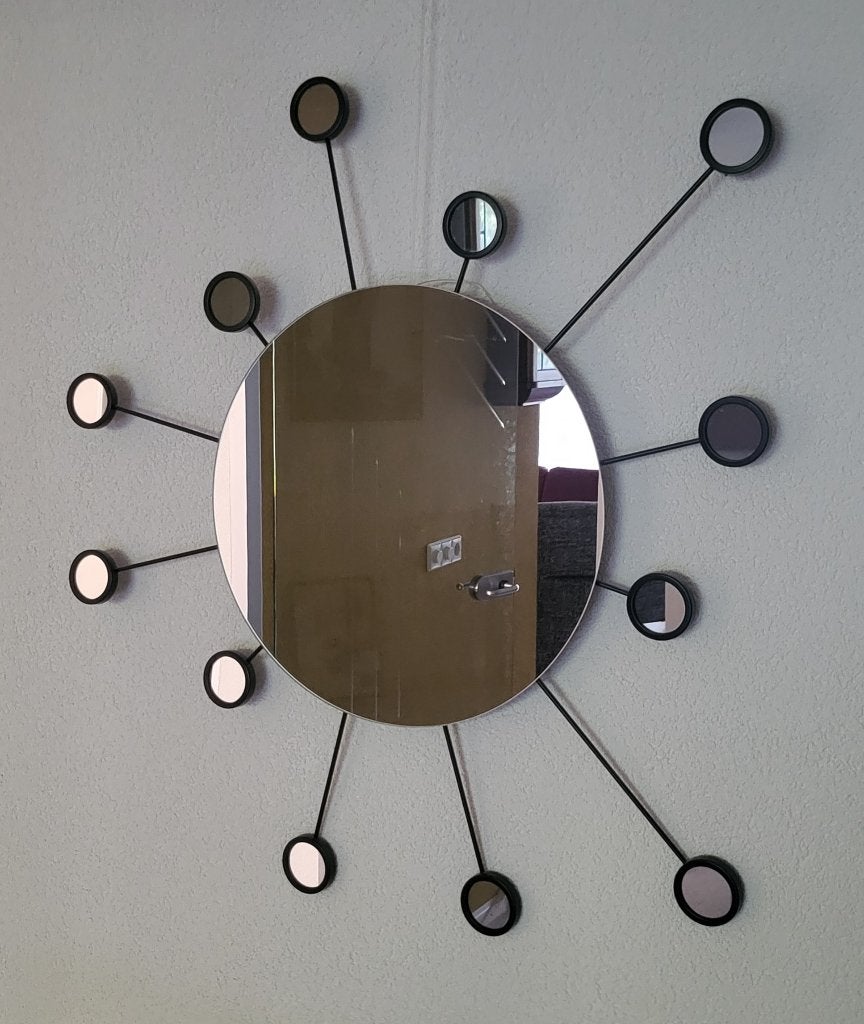 Vintage Ikea FIGGJO wandspiegel, Ophalen, Minder dan 50 cm, Rond, Zo goed als nieuw