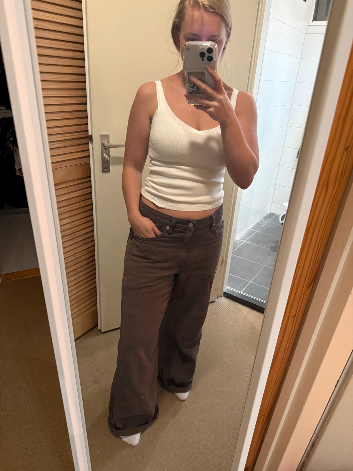 Baggy wide leg jeans Mango, Maat 38/40 (M), Bruin, Ophalen of Verzenden, Lang