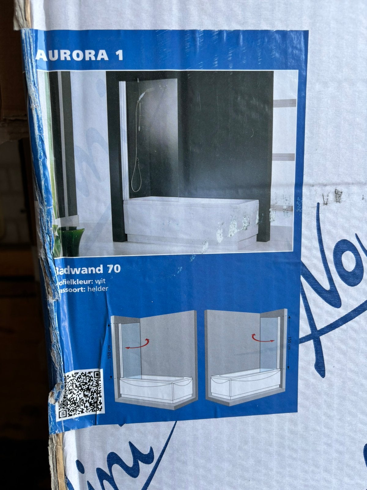 Novellini Aurora badwand 1-delig 70x150 cm, Ophalen, Nieuw, Glas, Bad