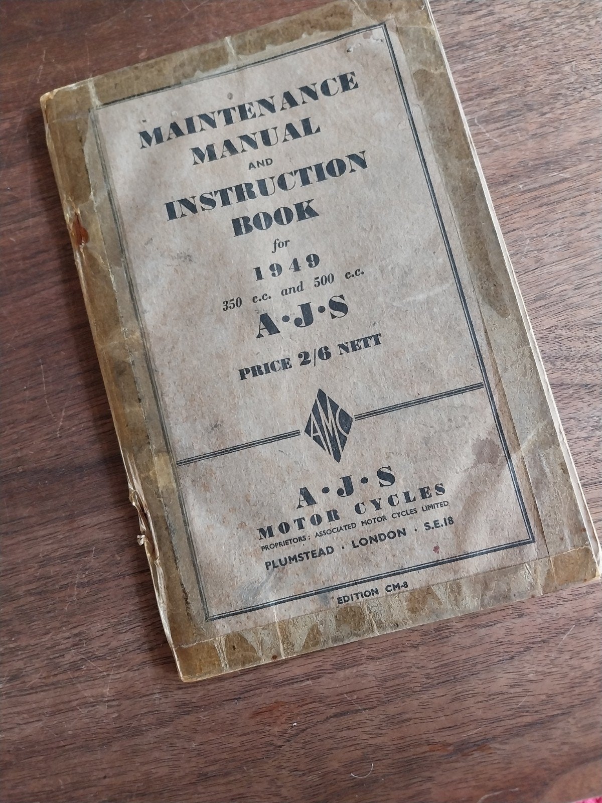 AJS Motorfiets Onderhouds- en Instructieboek 1949, Motoren, Ophalen of Verzenden