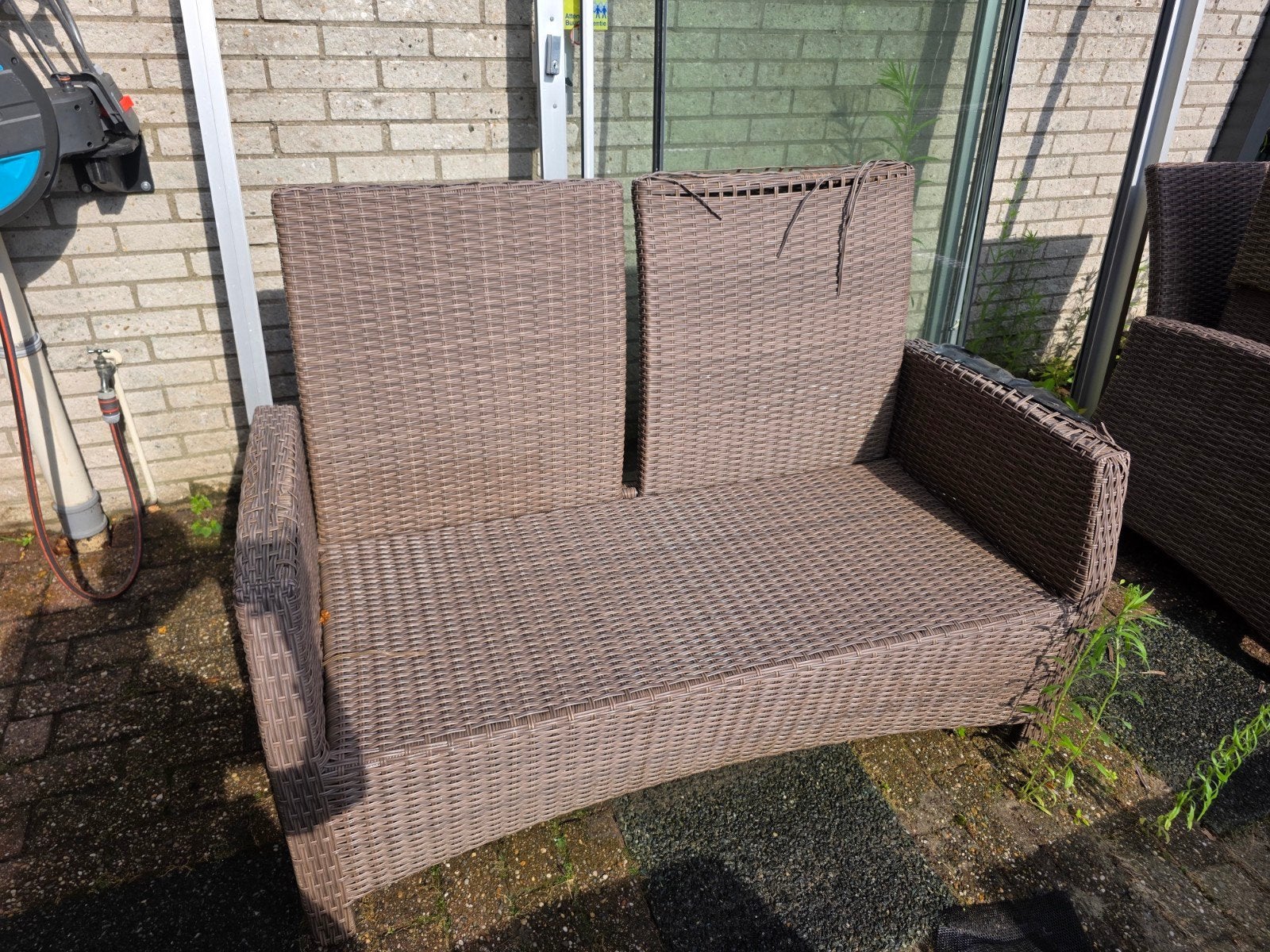 Wicker loungeset bank met kussens, Gebruikt, Loungeset, Wicker, Bank
