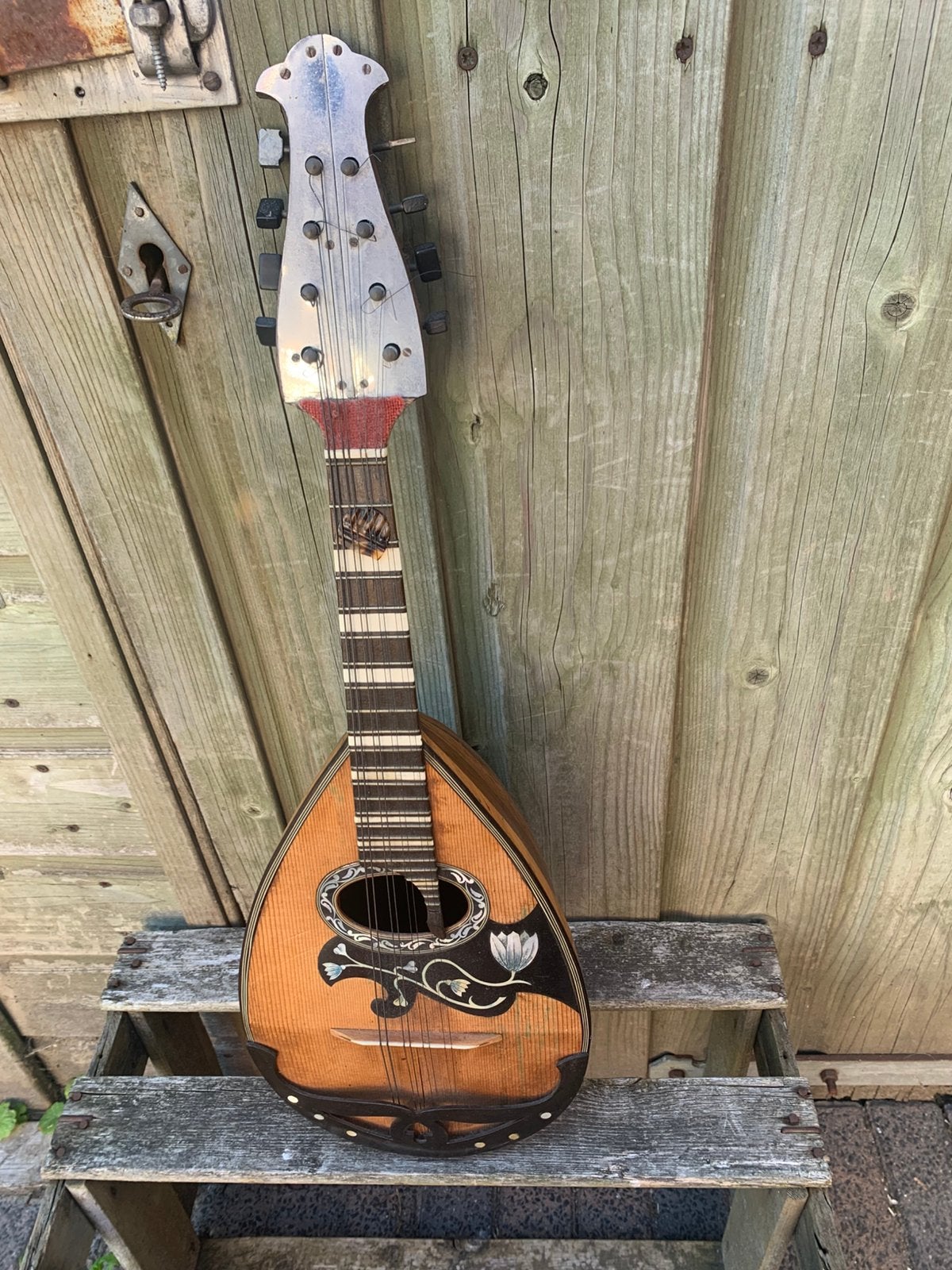 Antieke Mandoline met parelmoer ingelegd, Muziek en Instrumenten, Ophalen of Verzenden, Gebruikt