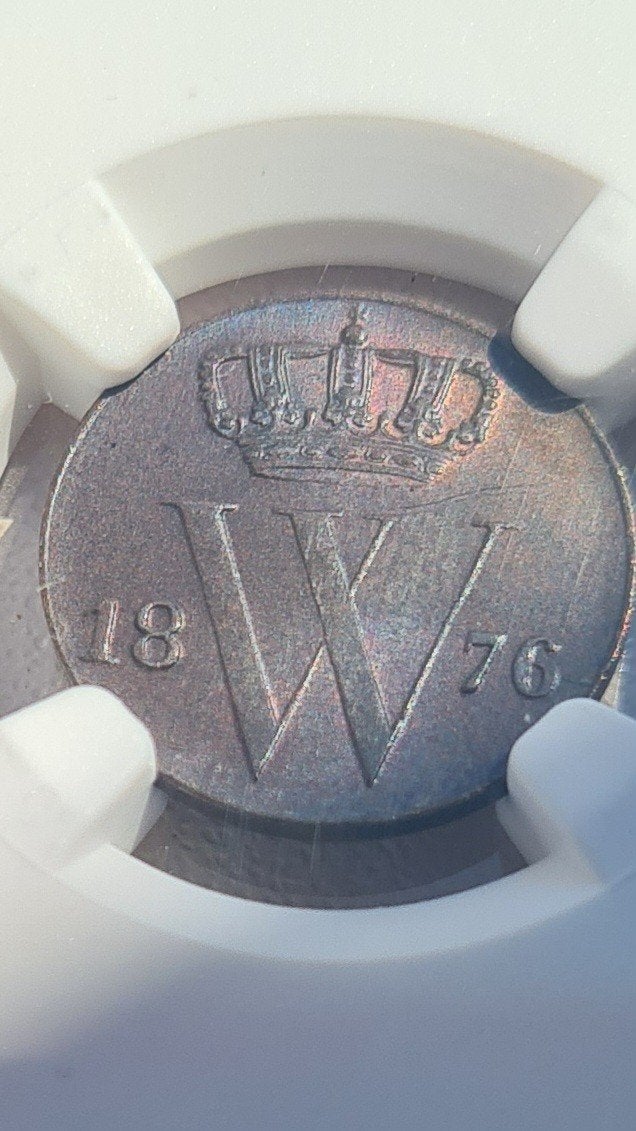 1/2 cent 1876 NGC MS65BN TOPPOP! lees, Ophalen of Verzenden, Koning Willem III