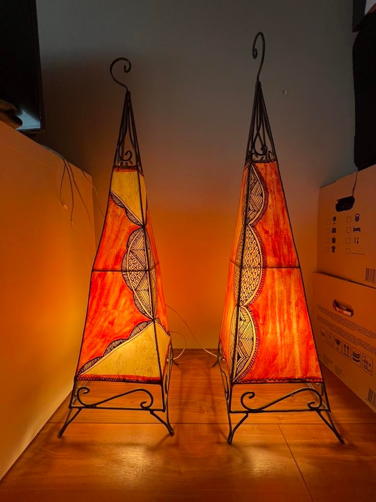 Marrokaanse lampen van geitenleer/geitenhuid, Ophalen, Zo goed als nieuw, Minder dan 100 cm