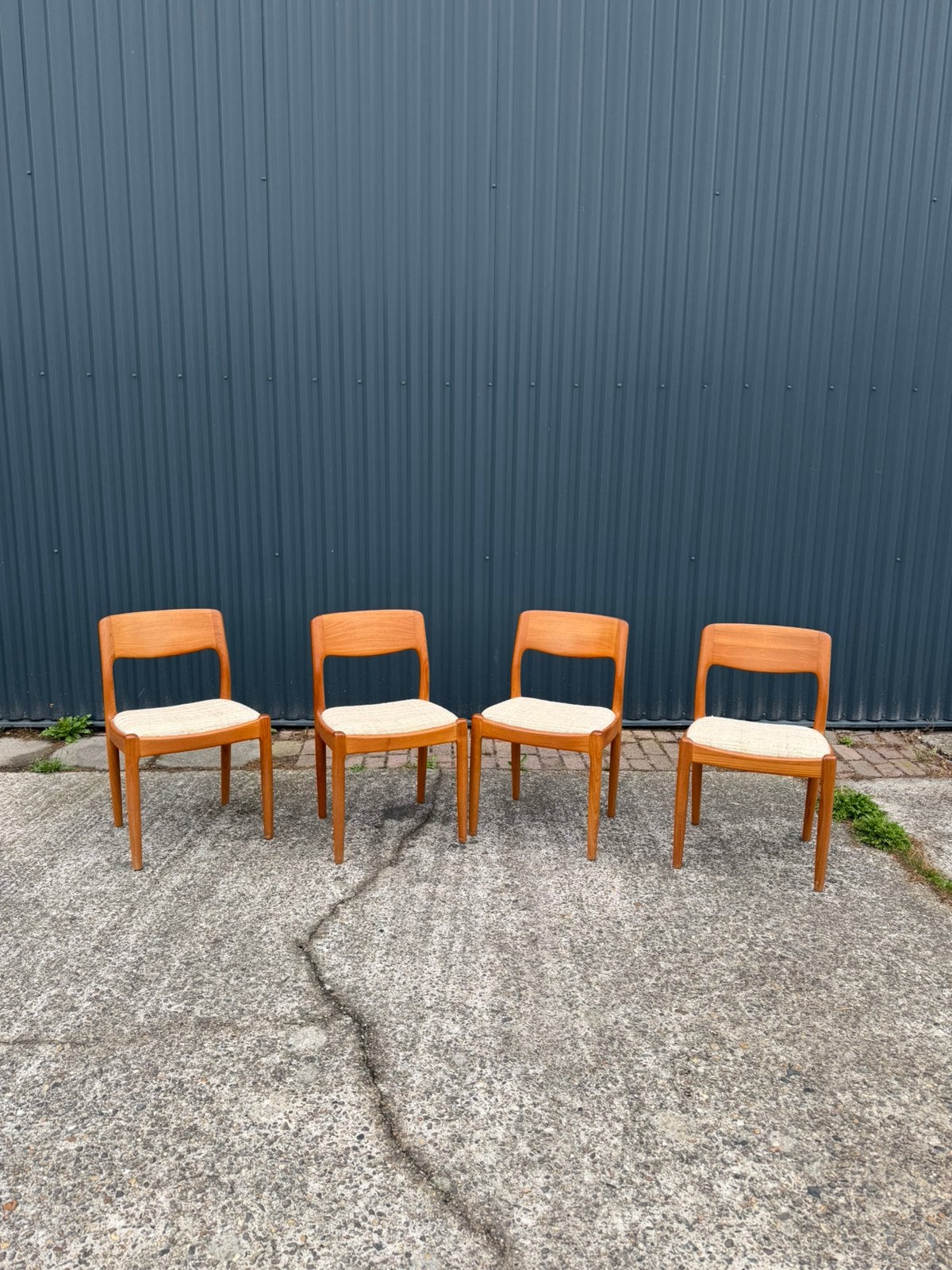 4 x vintage eetkamerstoel teak juul kristensen deens design, Ophalen, Gebruikt, G, Vier