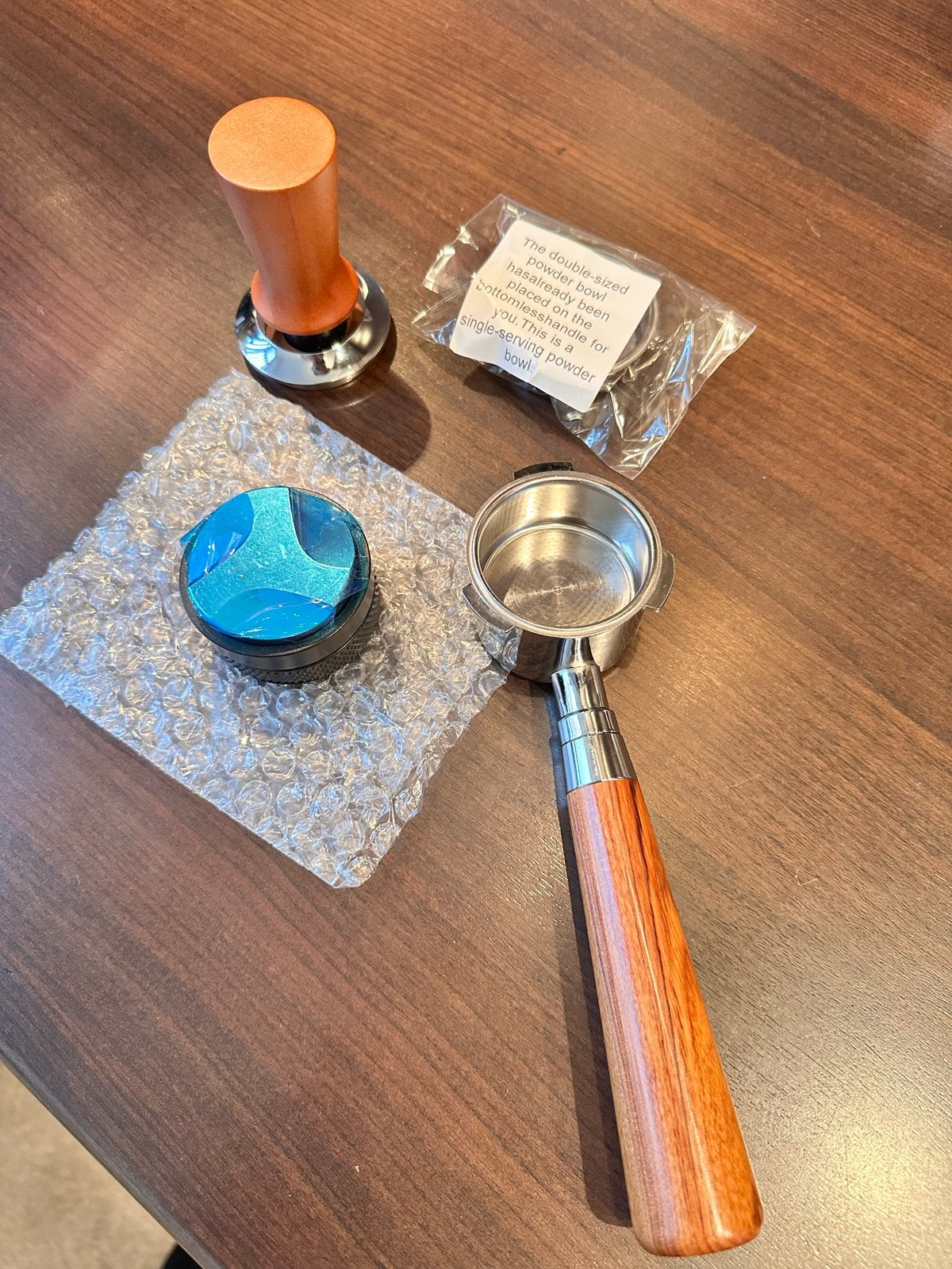 Espresso Tamper en Bottomless Portafilter Set 51mm, Overige typen, Hout, Ophalen of Verzenden, Zo goed als nieuw
