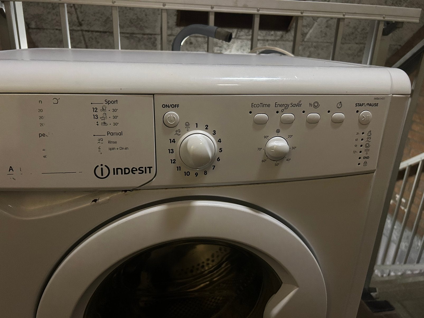 Indesit wasmachine, Witgoed en Apparatuur, Ophalen of Verzenden, Gebruikt, 1200 tot 1600 toeren, 85 tot 90 cm