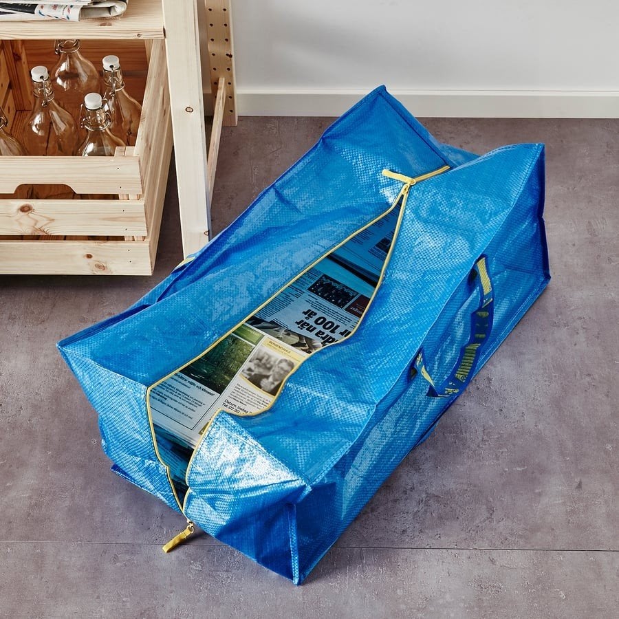 7 x IKEA FRAKTA tas met rits - Blauw, Ophalen of Verzenden, Zo goed als nieuw