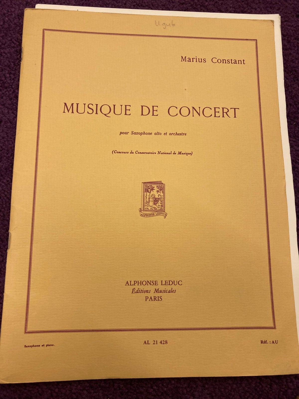 Marius Constant, Musique de Concert voor altsax en piano, Muziek en Instrumenten, Bladmuziek, Gebruikt, Piano, Klassiek, Overige soorten