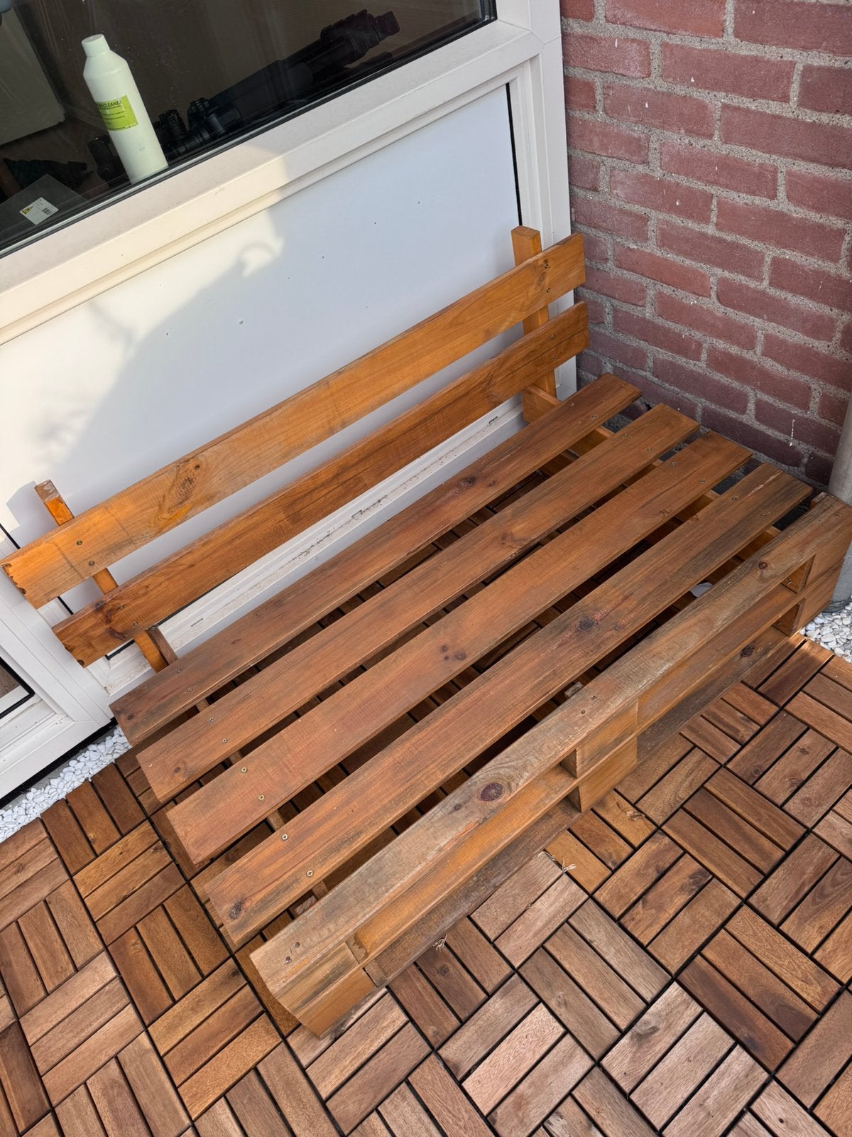 Houten tuinbankje, Ophalen, Zo goed als nieuw, Hout