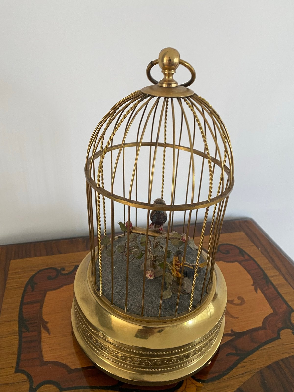 Antieke geautomatiseerde zangvogels in vergulde kooi, ca. 19, Ophalen of Verzenden