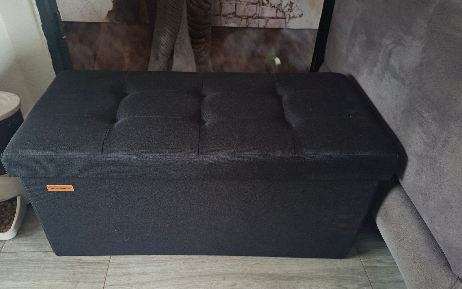 Grote opvouwbare zwarte poef met opbergruimte, Ophalen, Nieuw, 75 tot 100 cm, 75 tot 100 cm