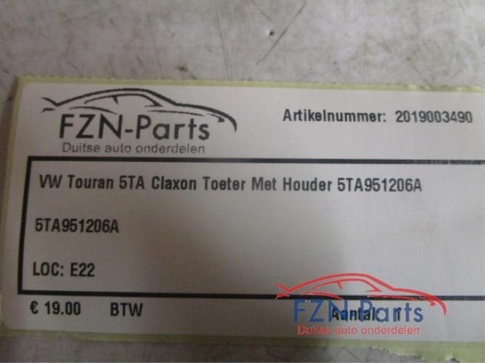 Claxon Volkswagen Touran (22727275), Ophalen of Verzenden, Gebruikt
