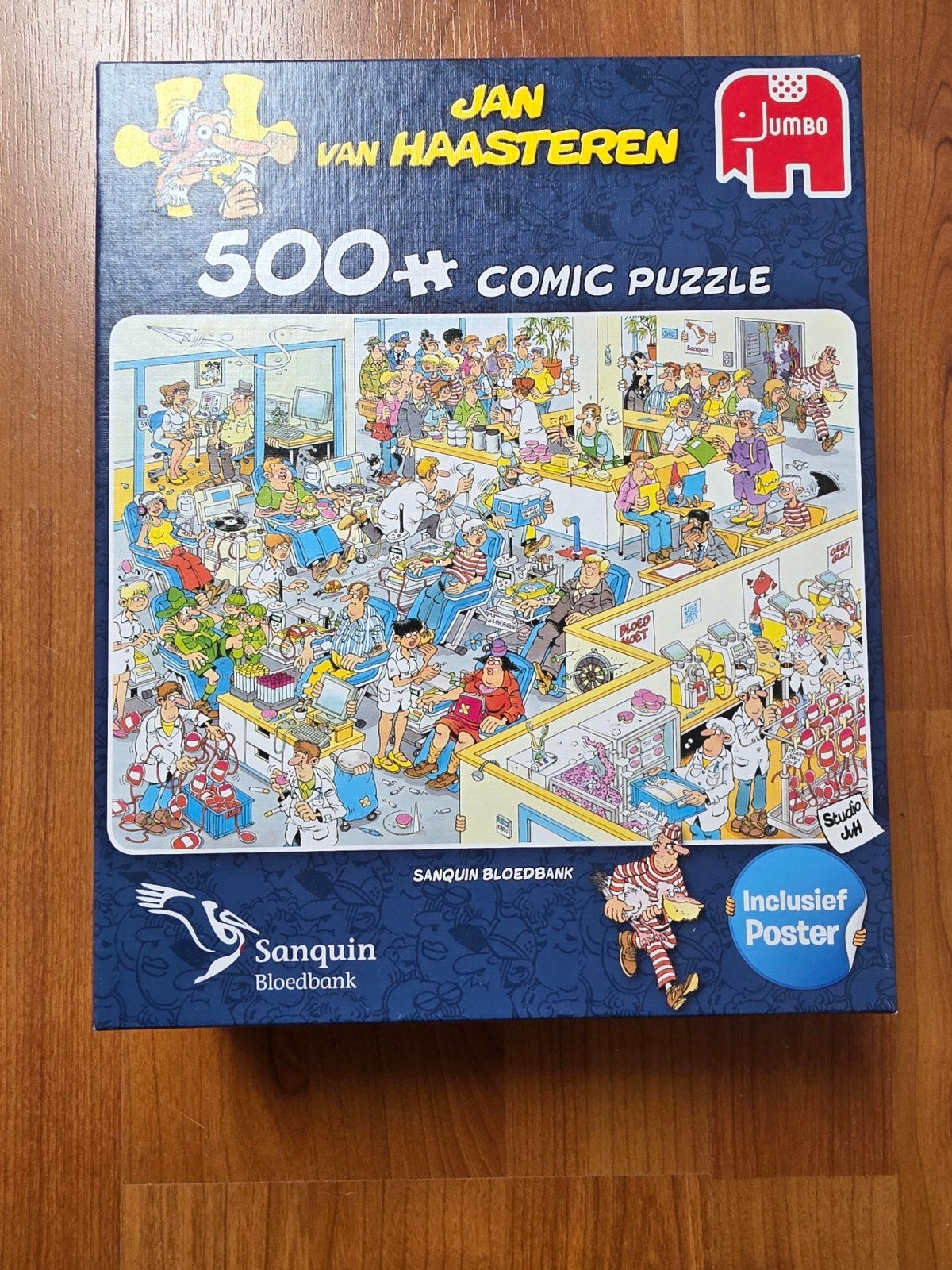 Jan van Haasteren Sanquin Bloedbank 500+ stukjes NIEUW, Ophalen of Verzenden, 500 t/m 1500 stukjes, Nieuw, Legpuzzel