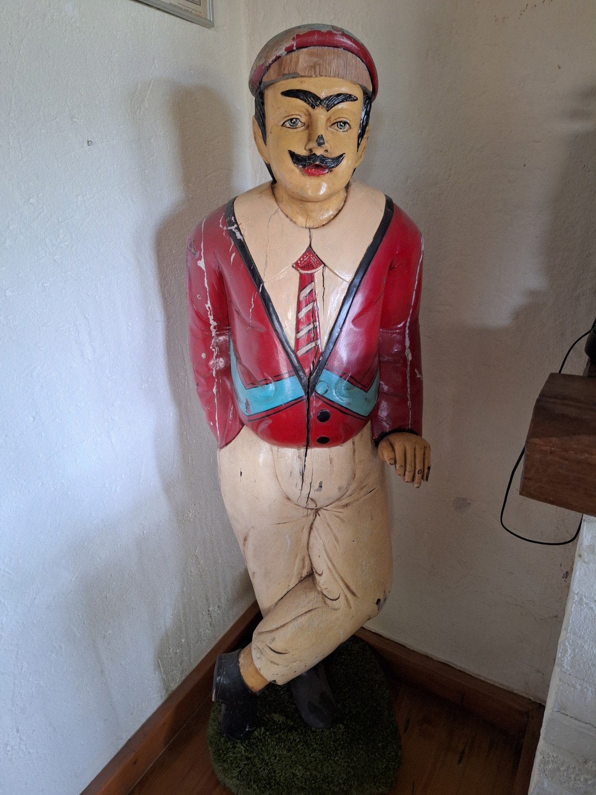 Vintage Houten Golfer Beeld - Uniek Decoratiestuk, Antiek en Kunst, Ophalen, Handgemaakt, 1 meter - 2 meter, Beeld