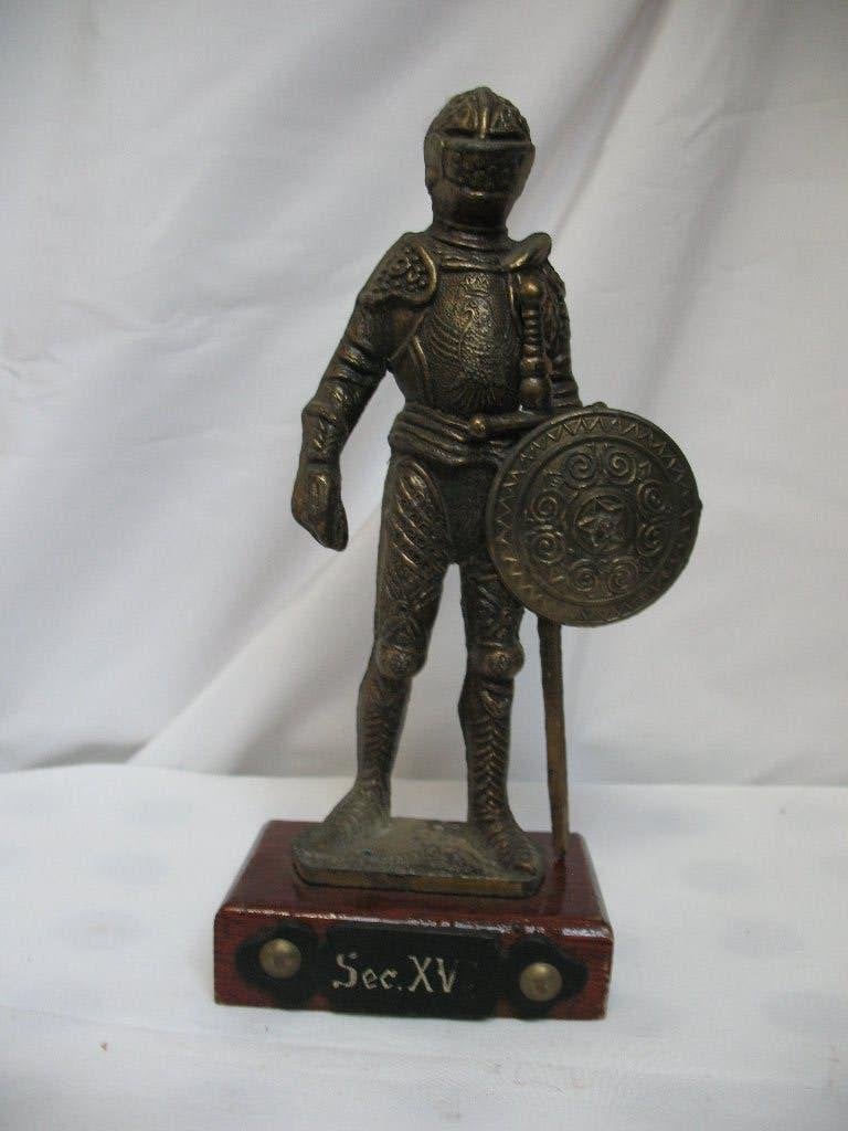 Antiek Bronzen Ridderbeeldje  XV  ( Nr 1 ) Zolderopruiming, Antiek en Kunst, Antiek | Koper en Brons, Ophalen of Verzenden, Brons