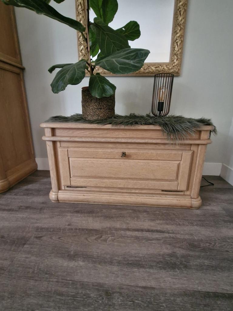 Massief wit-eiken dekenkist met sleutel en slot, 50 tot 100 cm, 50 tot 75 cm, Eikenhout, Ophalen of Verzenden