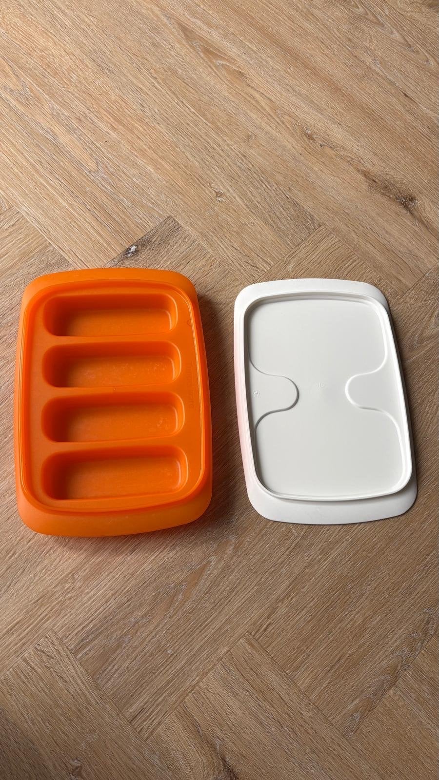 Tupperware snackreep bak, Gebruikt, Bewaardoos, Oranje, Ophalen of Verzenden