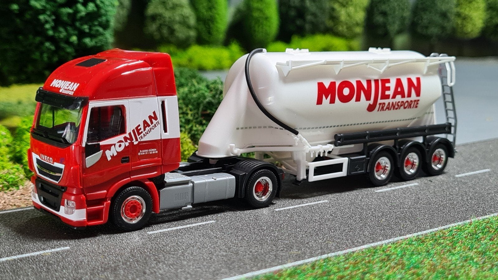 206 Herpa 1:87 Monjean Iveco Stralis bulkoplegger, Ophalen of Verzenden, Nieuw, Bus of Vrachtwagen, Herpa