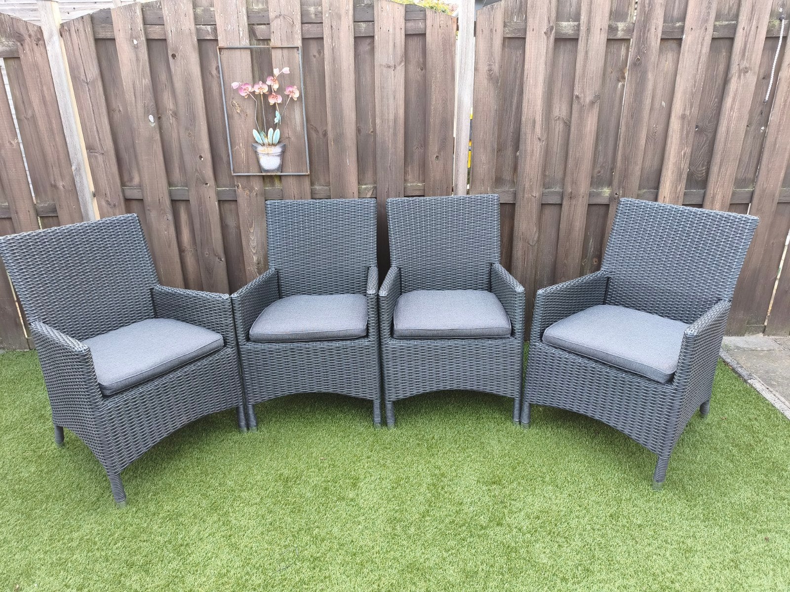 4x B7 Club Collection Wicker Tuinstoelen met Kussens, Tuin en Terras, Ophalen, Zo goed als nieuw, Wicker