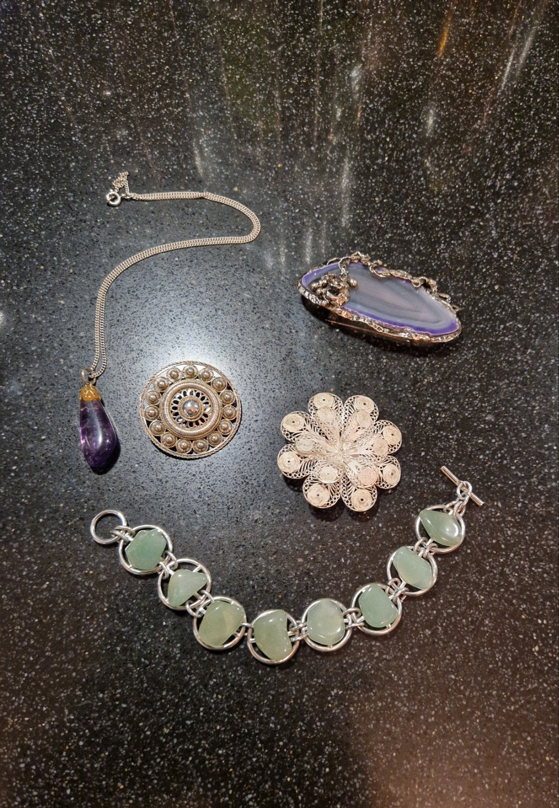 Diverse Sieraden Collectie, 4 tot 7 cm, Gebruikt, Ophalen of Verzenden, Met edelsteen