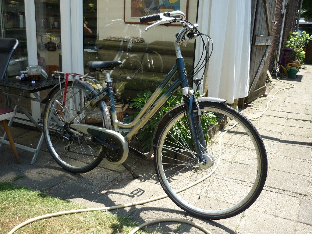 Koga miyata hybride 48 cm met voorvering, naafdynamo etc, 28 inch, Gebruikt, Velgrem, 56 cm of meer