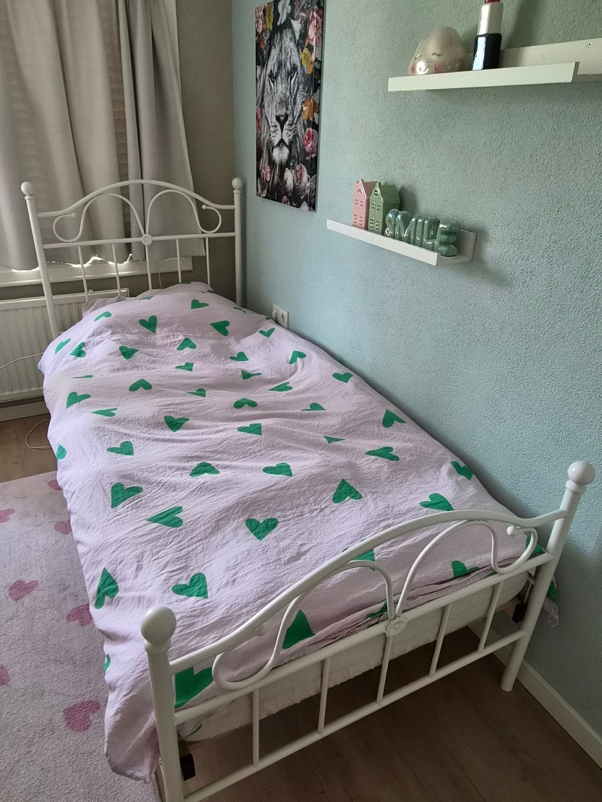 Bed 1 persoons, Ophalen, 90 cm, Eenpersoons, Wit