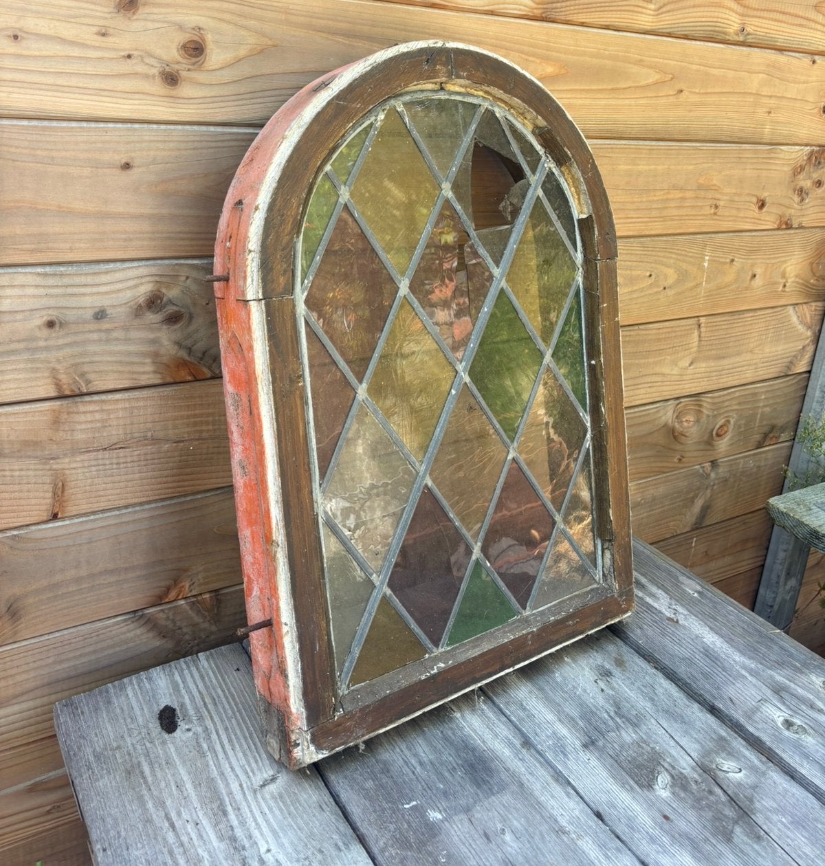 Antiek stalraam glas-in-lood, Doe-het-zelf en Verbouw, Ophalen, Zo goed als nieuw, Minder dan 80 cm