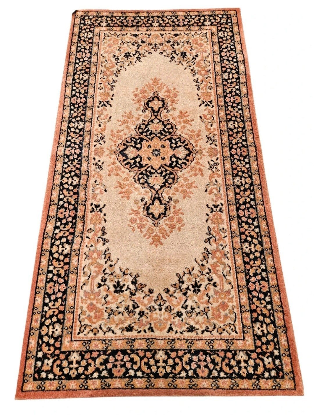 Vintage oosters wol vloerkleed medallion peach 80x157cm, Gebruikt, Www.hypepopup.nl, Www.hypepopup.nl, Www.hypepopup.nl