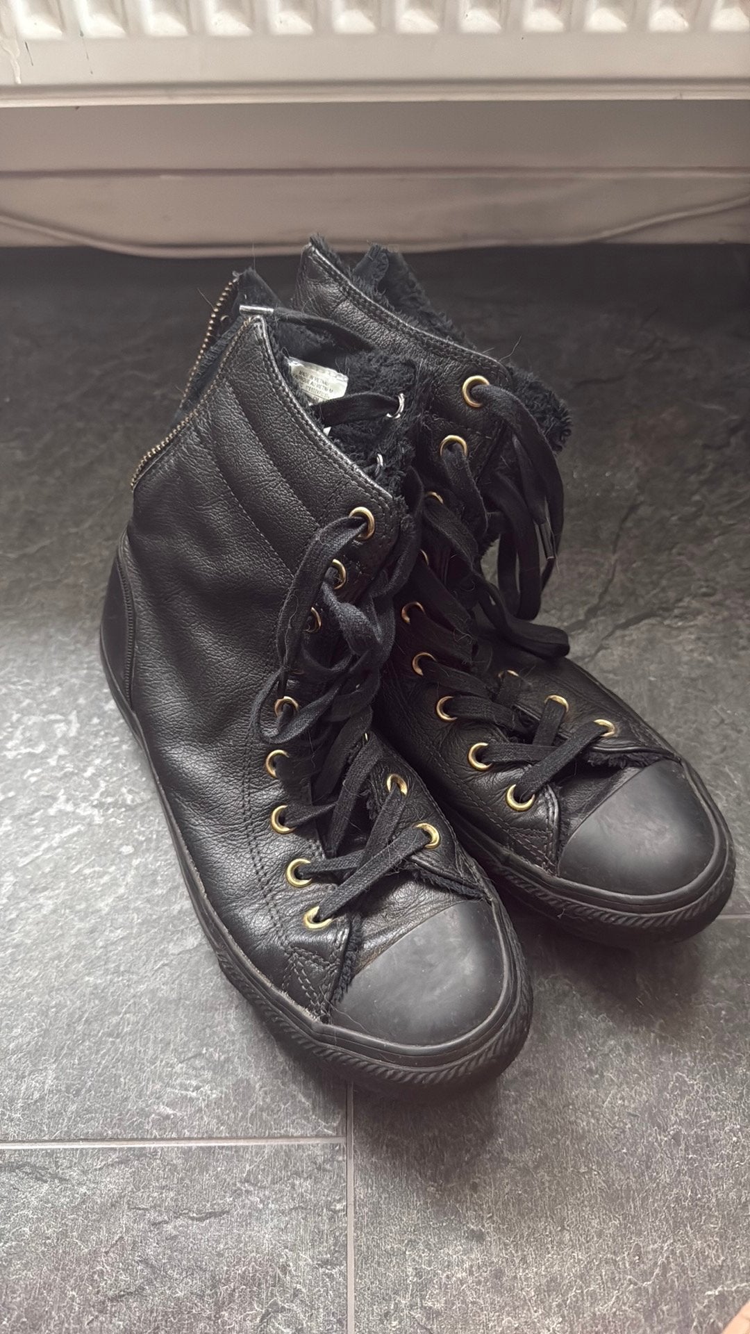 Converse All Star hoge sneakers leer maat 40, Kleding | Dames, Schoenen, Zwart, Ophalen of Verzenden, Sneakers of Gympen, Zo goed als nieuw