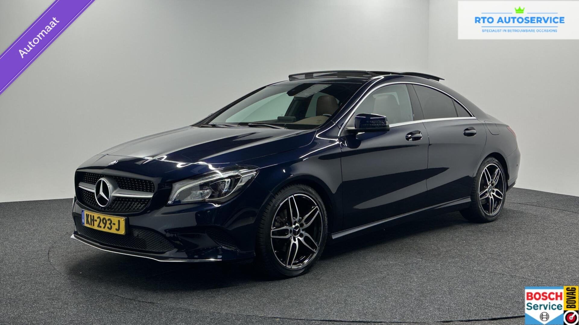 Mercedes CLA-klasse 200 Prestige TREKHAAK LEER PANO NAVI CAM, Automatische klimaatregeling, Gebruikt, Euro 6, Blauw